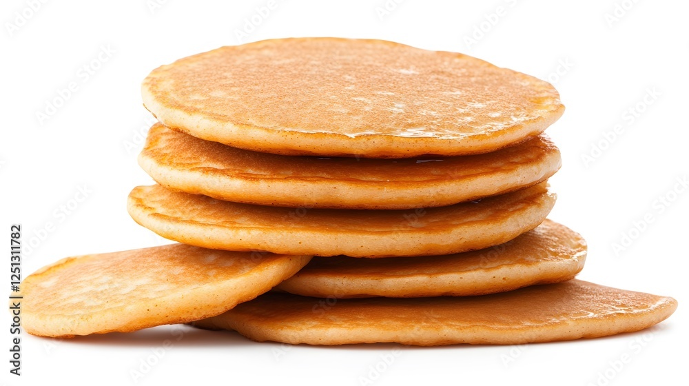 A stack of fluffy pancakes with syrup, clean white background, transparent isolate A stack of fluffy pancakes with syrup, clean white background, transparent isolate