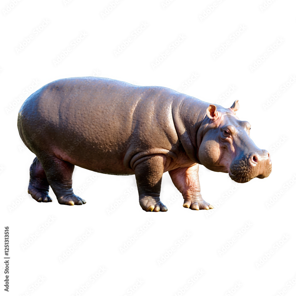 Hippo standing o , animal cutout isolated on transparent background Hippo standing o , animal cutout isolated on transparent background