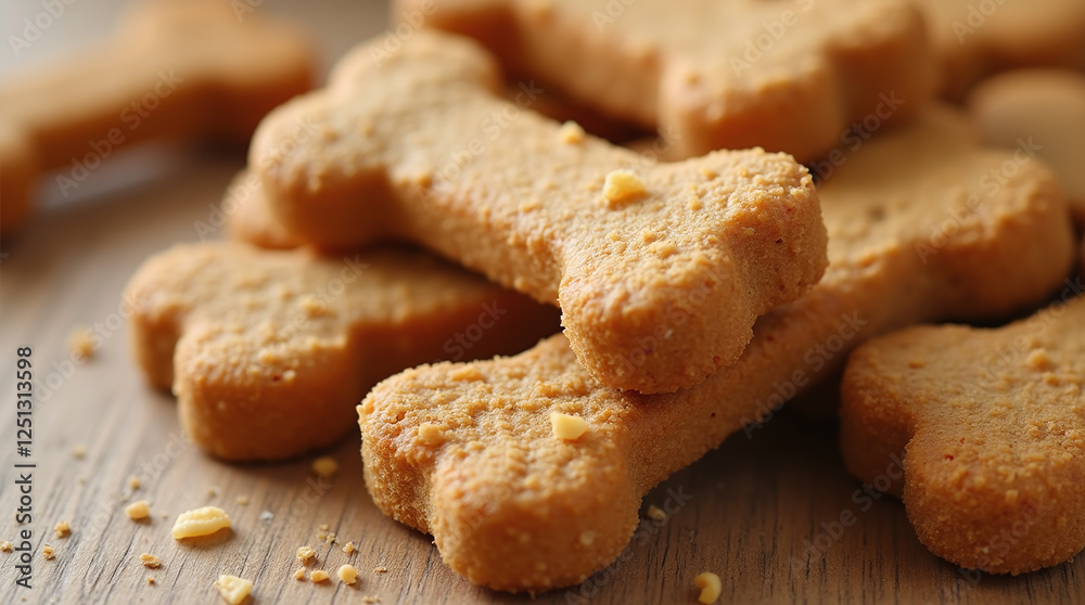 Several or Pile of Bone Shaped Dog Treats Biscuits Snacks Food on Clean Background, Close-up Several or Pile of Bone Shaped Dog Treats Biscuits Snacks Food on Clean Background, Close-up