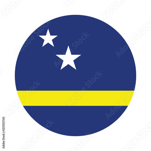 Flag of Curacao. Curacao circle flag logo icon computer vector illustration design