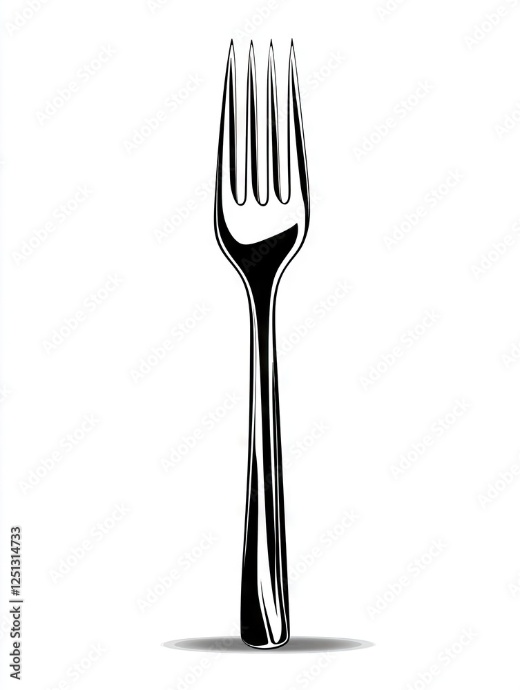 Silver fork utensil isolated on white background for menu design Silver fork utensil isolated on white background for menu design