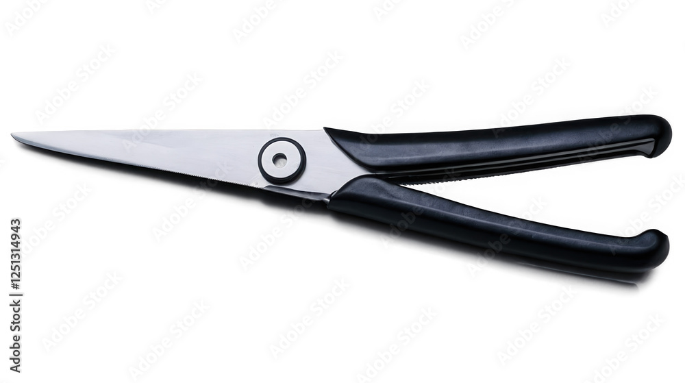 Scissors with Black Handles and Stainless Steel Blades isolated on transparent background cutout Scissors with Black Handles and Stainless Steel Blades isolated on transparent background cutout