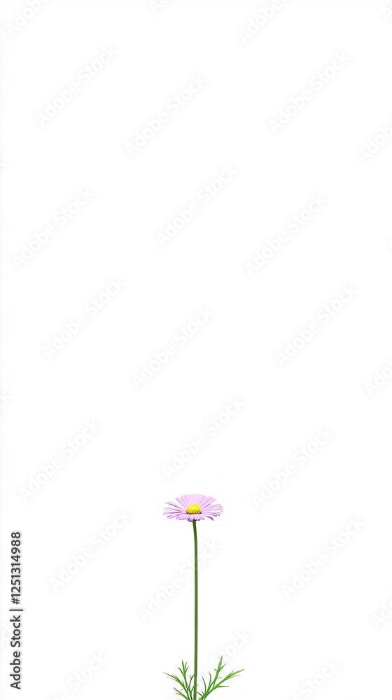 Single purple daisy, stem, minimal background, nature, botany, website Single purple daisy, stem, minimal background, nature, botany, website
