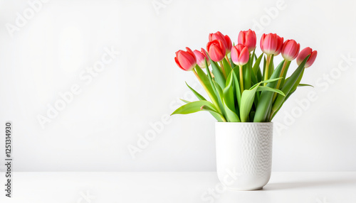 Wallpaper Mural Vibrant tulips in modern vase on minimalist backdrop, floral elegance Torontodigital.ca