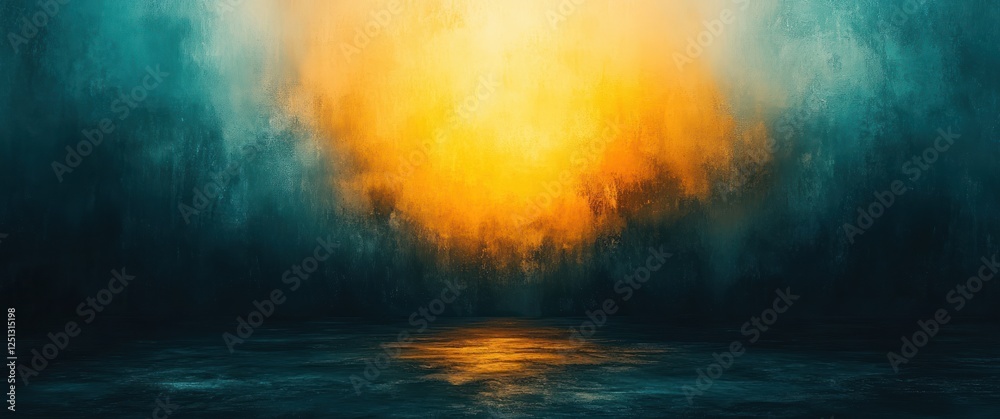 Fototapeta premium Vibrant Abstract Gradient Background Soft Brush Strokes Glowing Black Yellow Teal Calm Tranquility