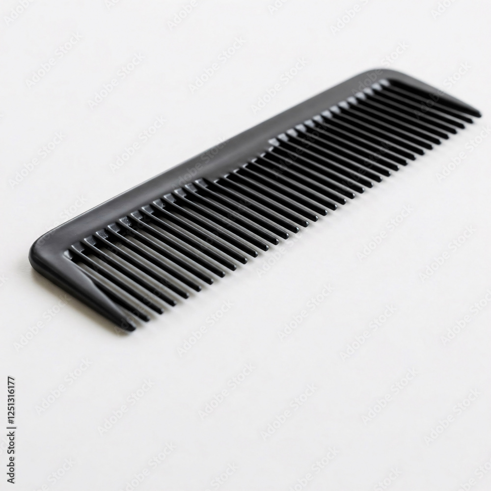 Black comb isolated on white background. Top view. Flat lay. Black comb isolated on white background. Top view. Flat lay.