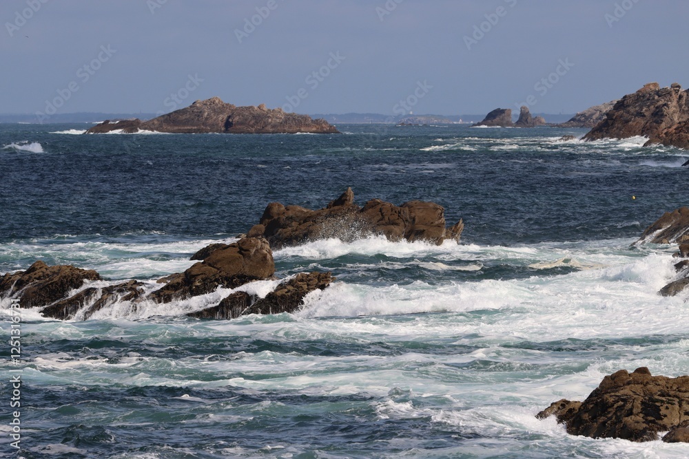 waves crashing on rocks