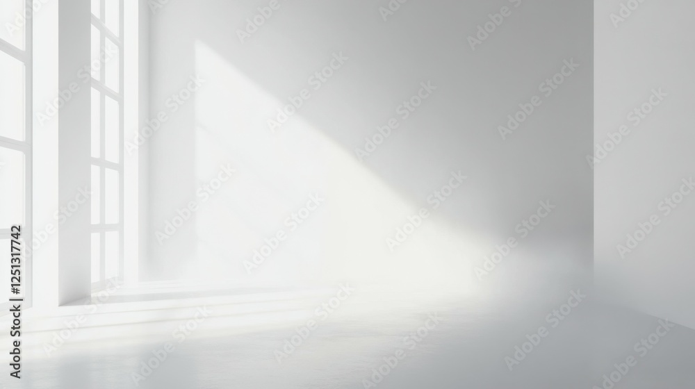Empty white background with smoke or fog on the floor Empty white background with smoke or fog on the floor