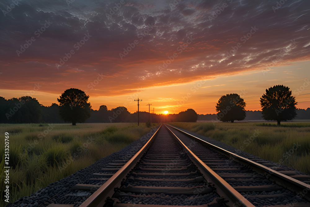 Obraz premium railway in the sunset