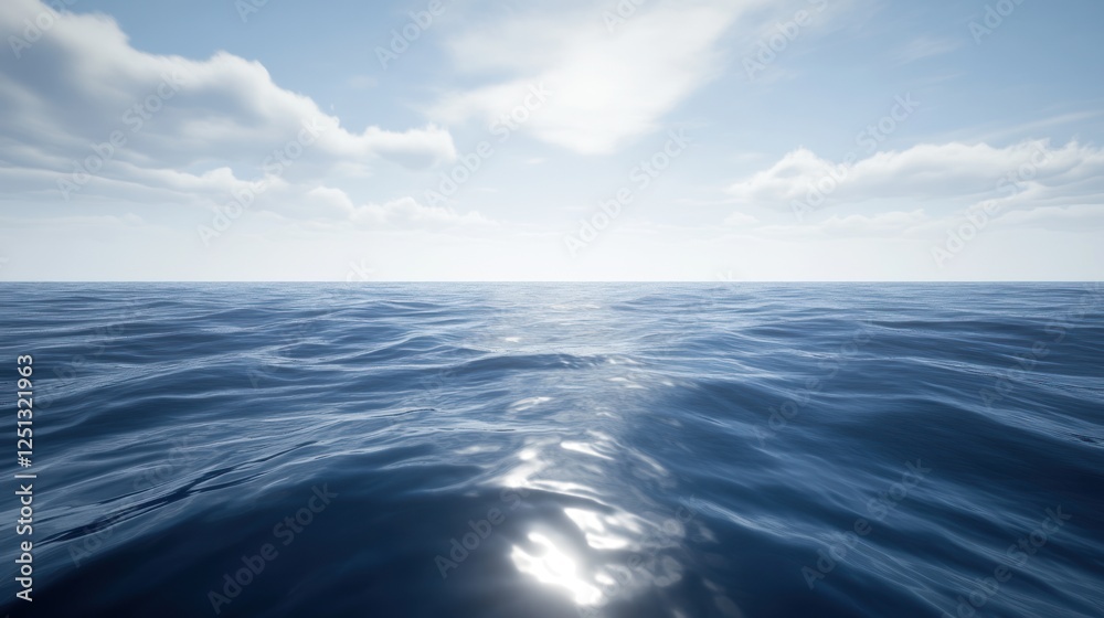 Obraz premium Calm Ocean Surface Under a Cloudy Sky