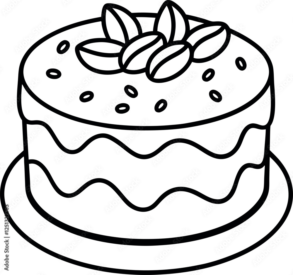 Minimalist Coffee Cake Outline Vector – Great for Dessert Branding Minimalist Coffee Cake Outline Vector – Great for Dessert Branding