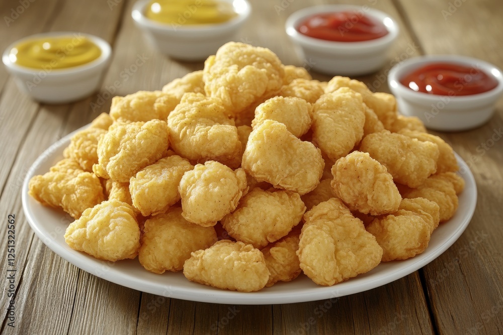 white ceramic plate with golden crispy nugget white ceramic plate with golden crispy nugget