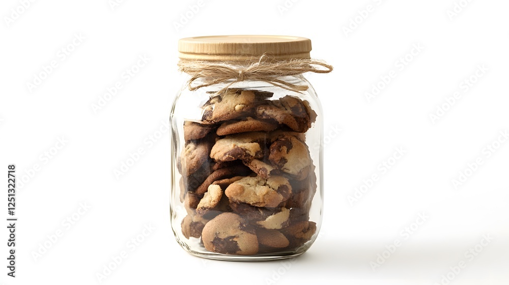 A jar of homemade cookies, clean white background, transparent isolate A jar of homemade cookies, clean white background, transparent isolate