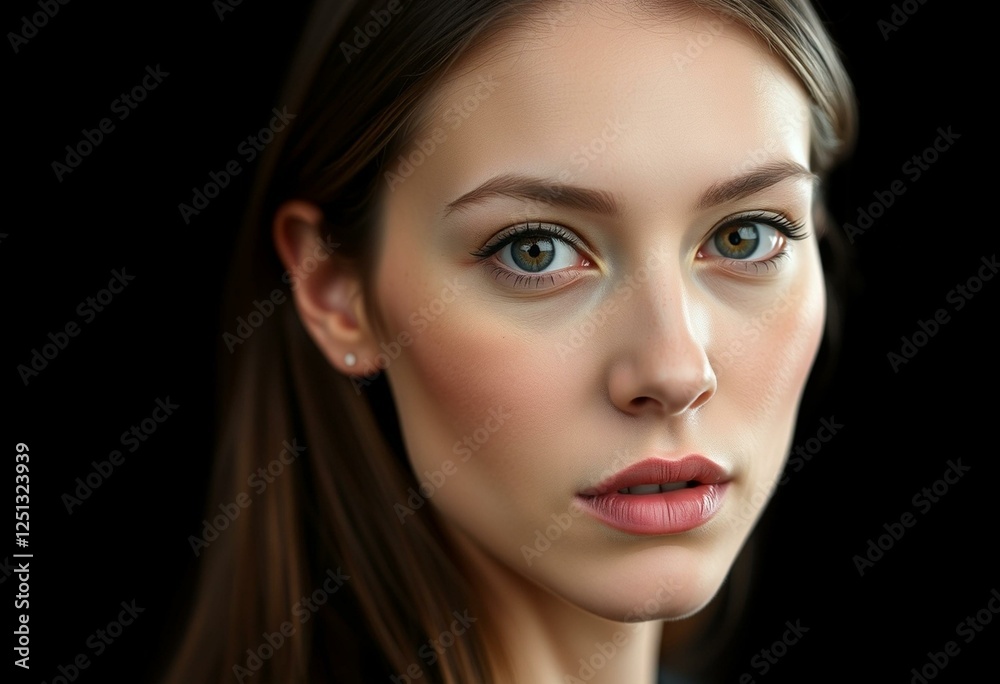 Photorealistic female portrait isolated on black background Photorealistic female portrait isolated on black background