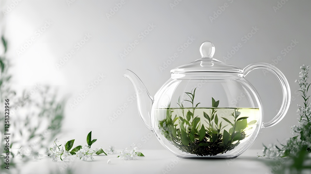 A glass teapot with tea leaves, clean white background, transparent isolate A glass teapot with tea leaves, clean white background, transparent isolate