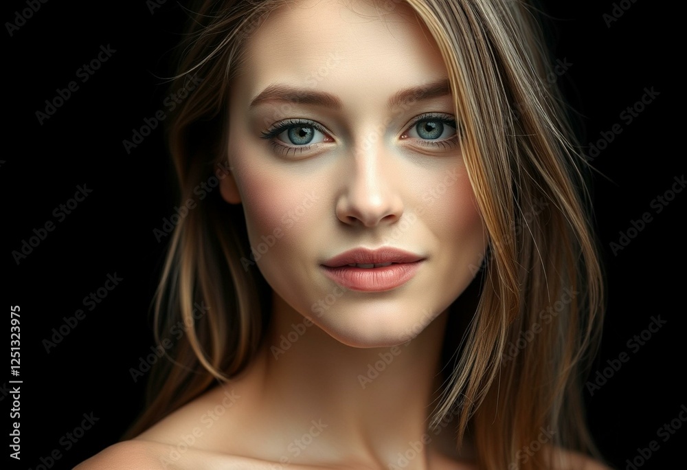 custom made wallpaper toronto digitalPhotorealistic female portrait isolated on black background