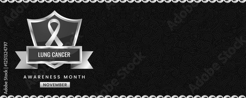 White ribbon awareness graphic for International Lung Cancer Awareness Month banner.