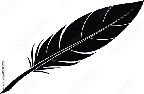 quill feather pen silhouette, feather pen icon logo vector design, majestic feather