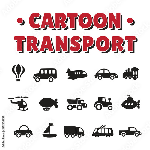 Cartoon Transportation icon set bundling pack flat icon