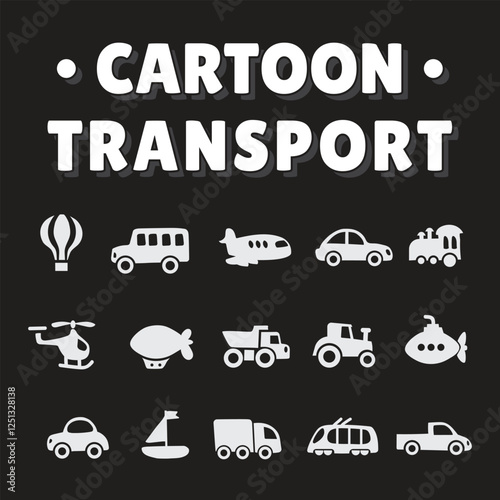 Cartoon Transportation icon set bundling pack flat icon