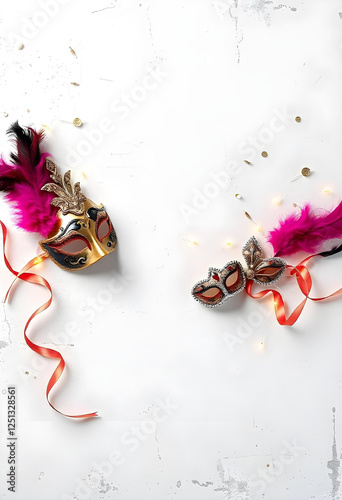 Elegant Mardi Gras White Background Wallpaper Carnival v5