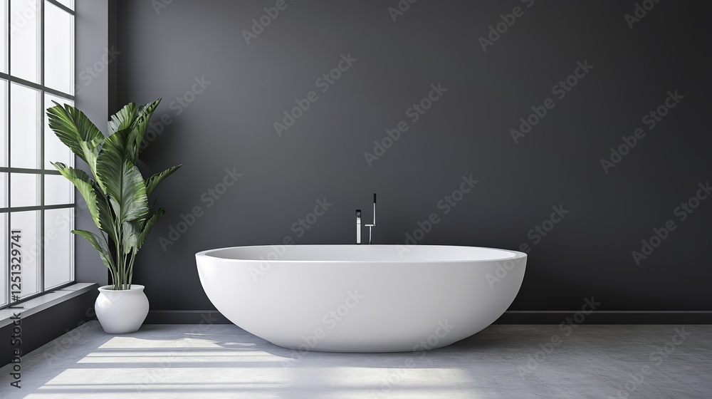 Fototapeta premium Modern Bathroom with Clean Design and Natural Light, Showcasing Simplicity and Elegance in Contemporary Interiors