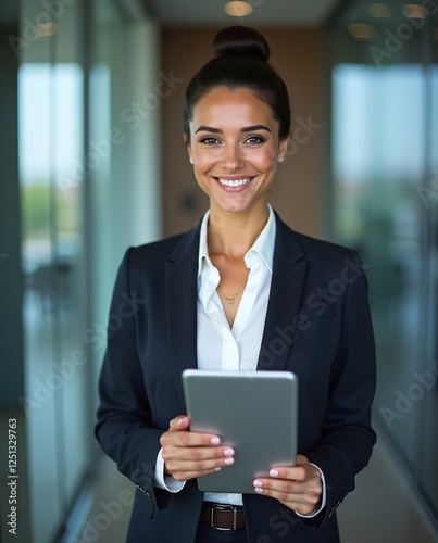 portrait of a businesswoman holding a tablet
