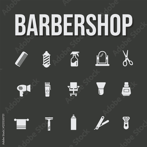 BARBERSHOP icon set bundling pack