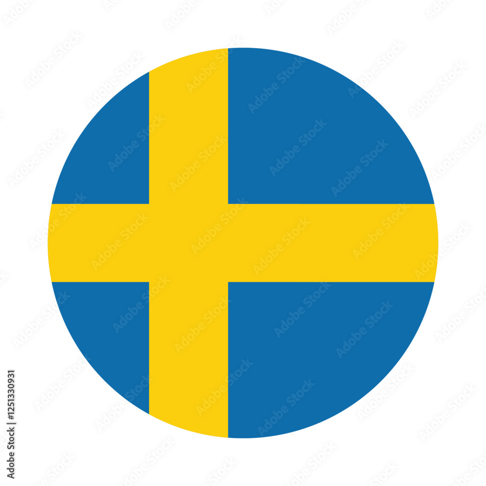 Flag of Sweden. Sweden circle flag logo icon computer vector illustration design Flag of Sweden. Sweden circle flag logo icon computer vector illustration design