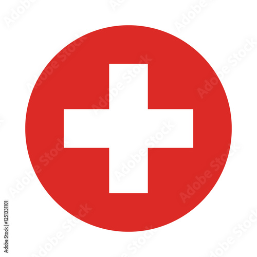 Flag of Switzerland. Switzerland circle flag logo icon computer vector illustration design
