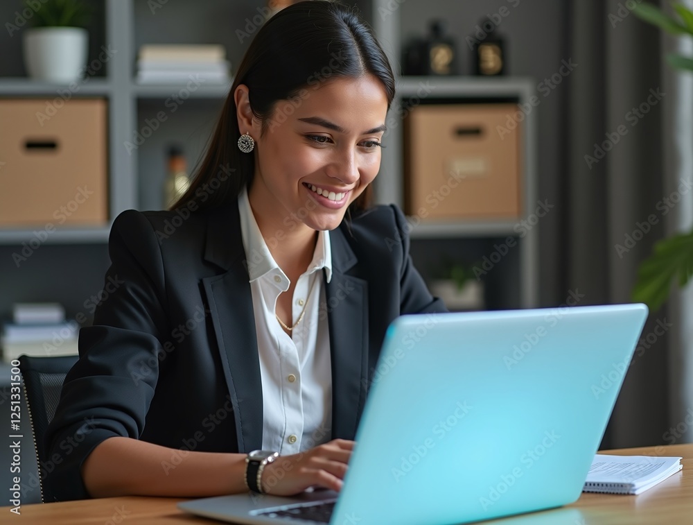 young smiling businesswoman working on laptop young smiling businesswoman working on laptop