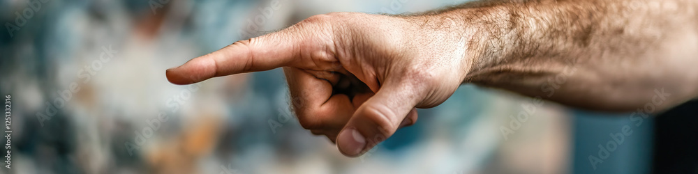 Fototapeta premium Close-up of a Male Hand Pointing Left