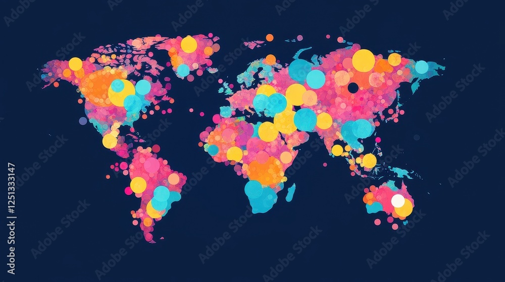 Fototapeta premium Global disease outbreak map flat design front view epidemiology theme illustration vivid. 