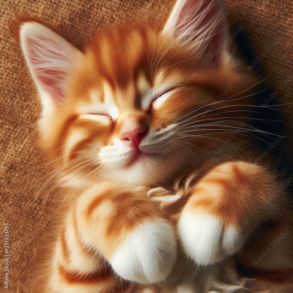 This image features an orange tabby cat lying on its back with outstretched paws, going to sleep.
This image features an orange tabby cat lying on its back with outstretched paws, going to sleep.