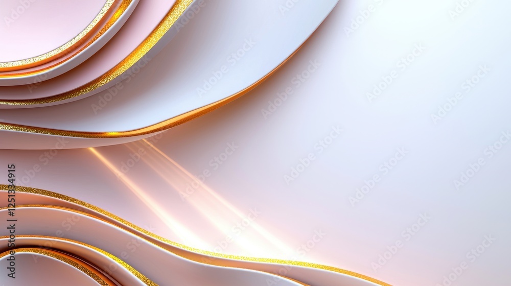 Abstract Pink White Gold Swirling Layers Design