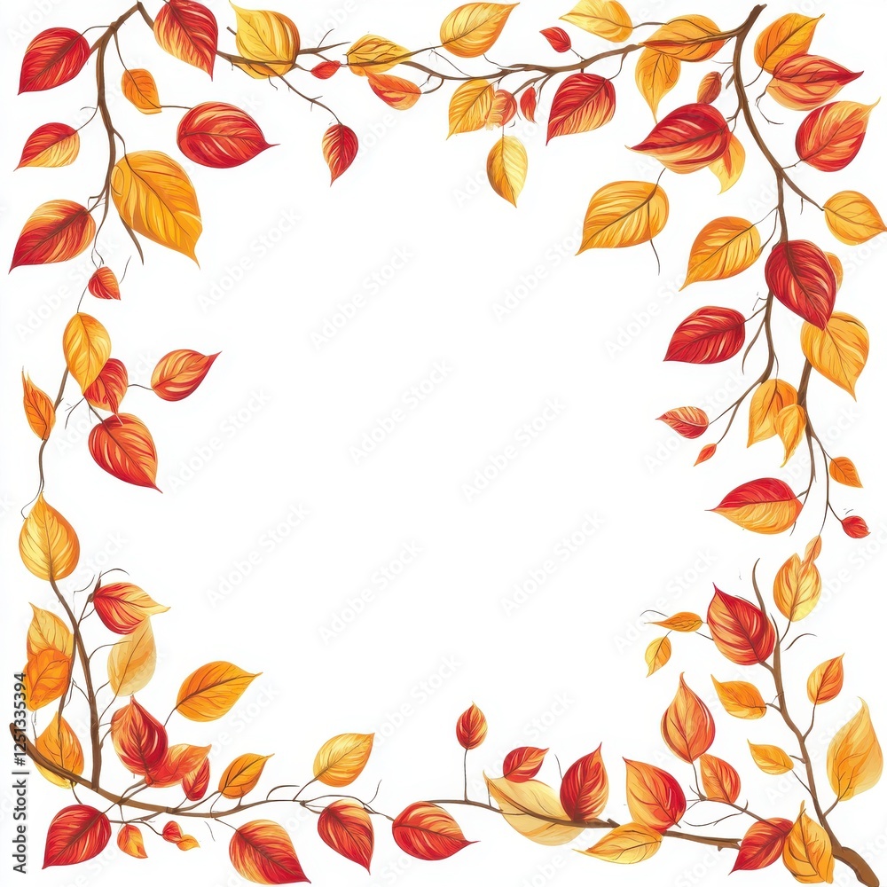 Vibrant Autumn Leaves Frame with Warm Hues of Red, Orange, and Yellow Creating a Cozy and Inviting Background for Seasonal Designs Vibrant Autumn Leaves Frame with Warm Hues of Red, Orange, and Yellow Creating a Cozy and Inviting Background for Seasonal Designs