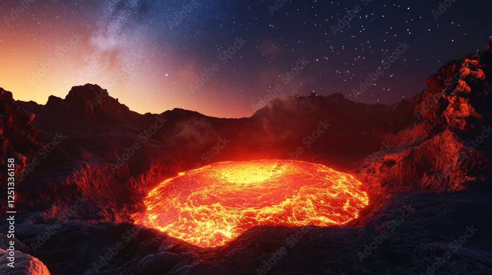 Fototapeta premium Molten Majesty: Glowing Lava Pool (Variant 1)