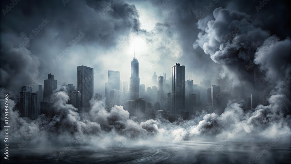 Foggy atmosphere with abstract smoke swirling in dark grey environment, moody, cityscape, moody, cityscape, psychedelic Foggy atmosphere with abstract smoke swirling in dark grey environment, moody, cityscape, moody, cityscape, psychedelic