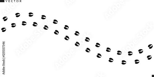 Texas longhorn bull footprint silhouette. Animal footprint vector illustration 