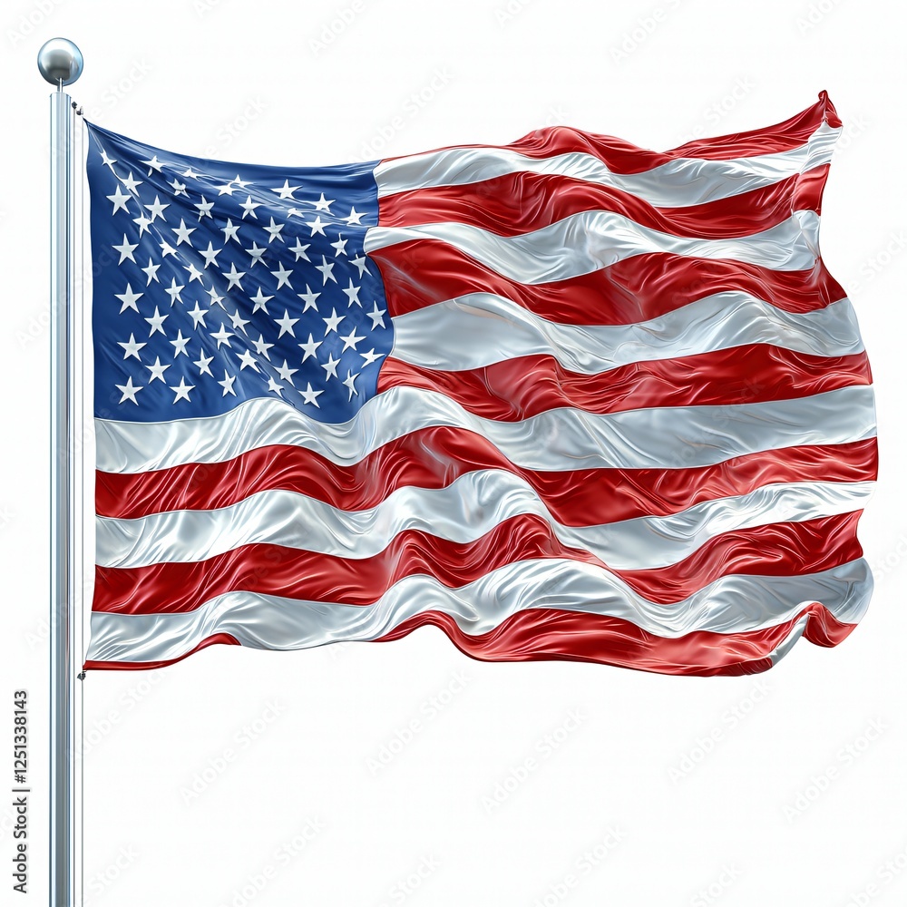 Obraz premium American Flag Waving National Symbol Patriotism USA Flag Stars and Stripes High Resolution Image