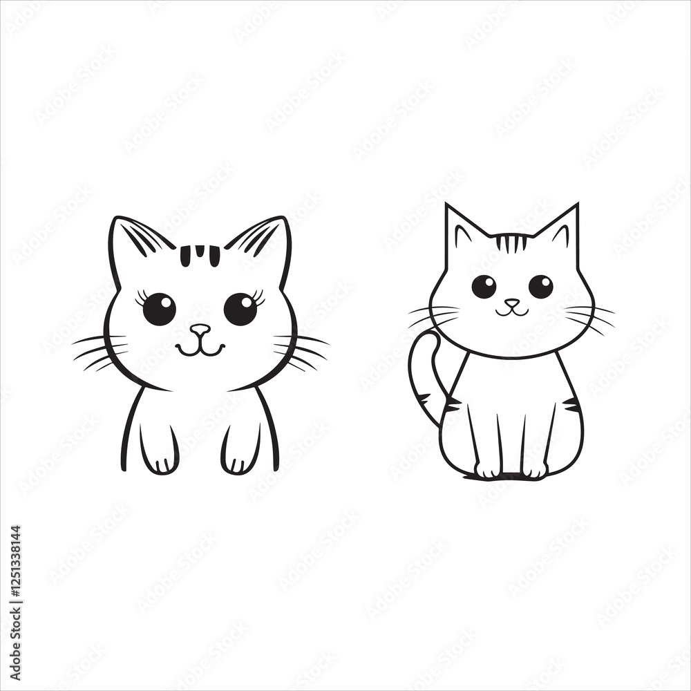 Fototapeta premium Happy Cute Cat Vector Style Design With White Background.