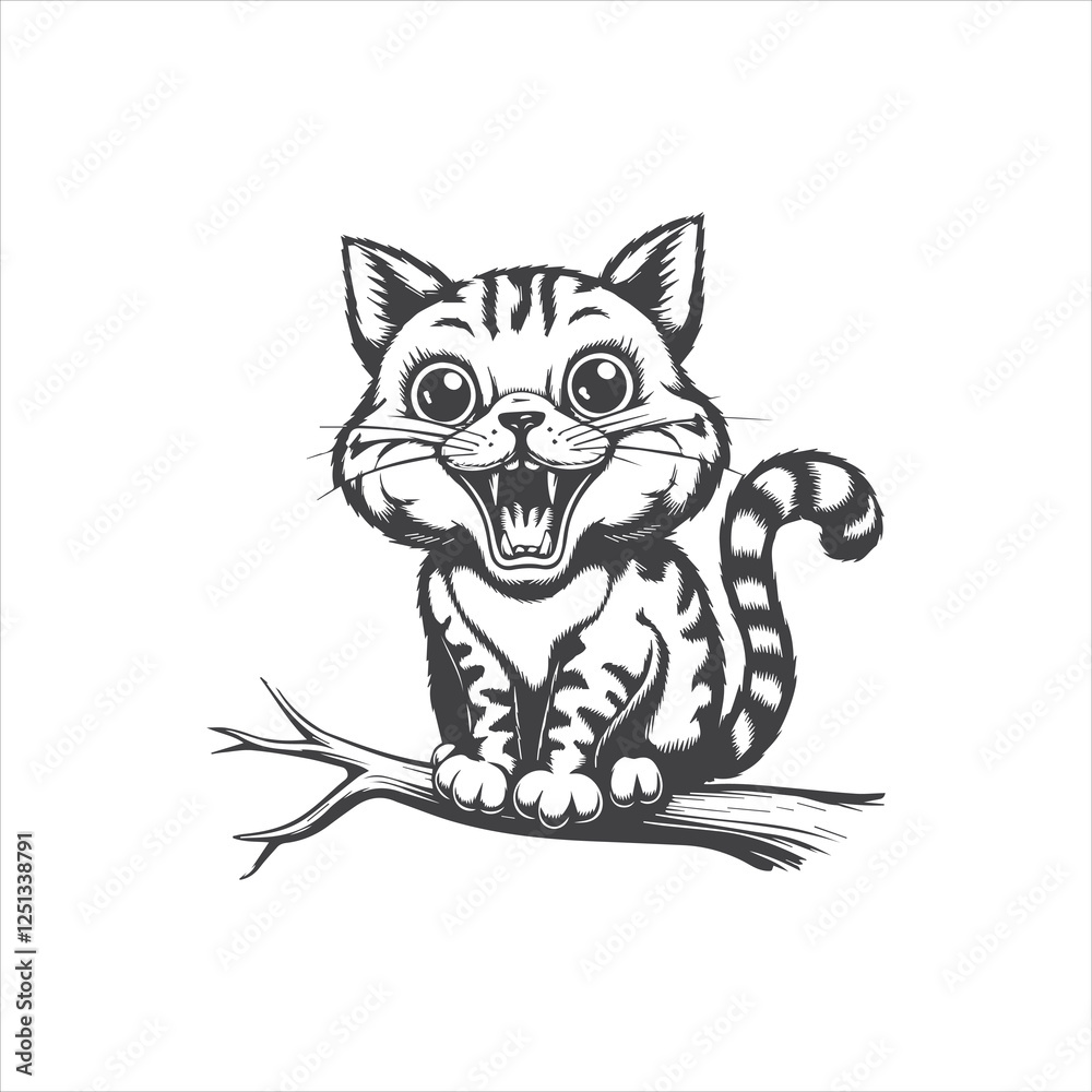 Fototapeta premium Happy Cute Cat Vector Style Design With White Background.