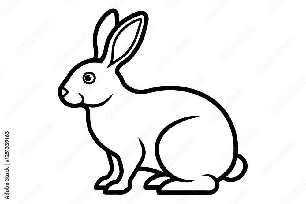 rabbit line art vector illustration, Cute bunny rabbit outline, easter bunny line art vector rabbit line art vector illustration, Cute bunny rabbit outline, easter bunny line art vector