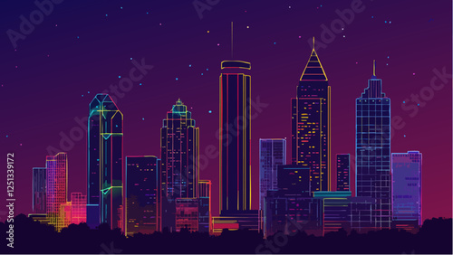 Vibrant Atlanta- A Neon City Silhouette