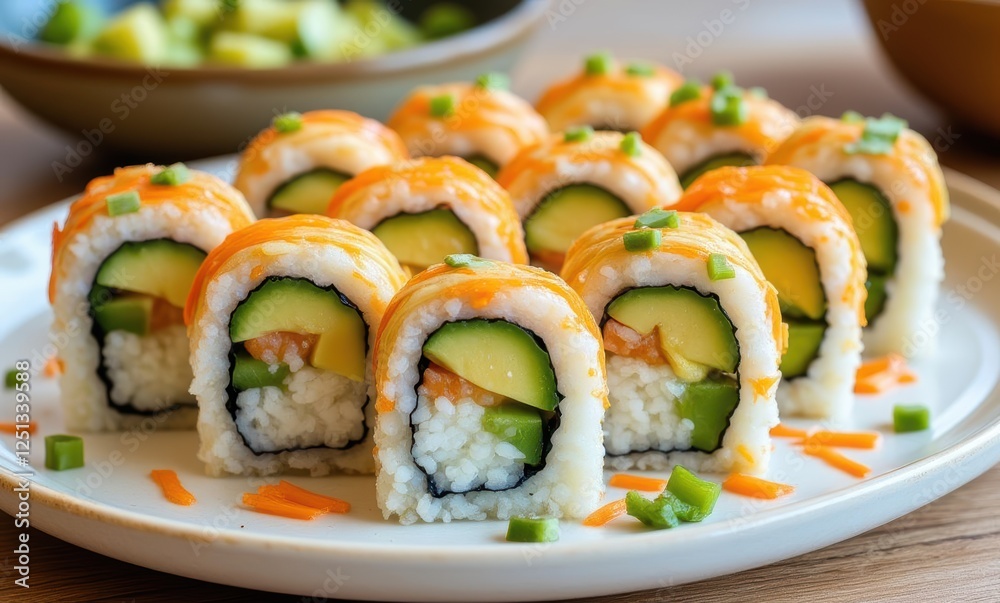 Delicious sushi rolls with fresh ingredients Delicious sushi rolls with fresh ingredients