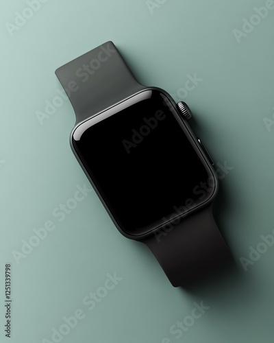 Minimalist smartwatch on a green background. photo