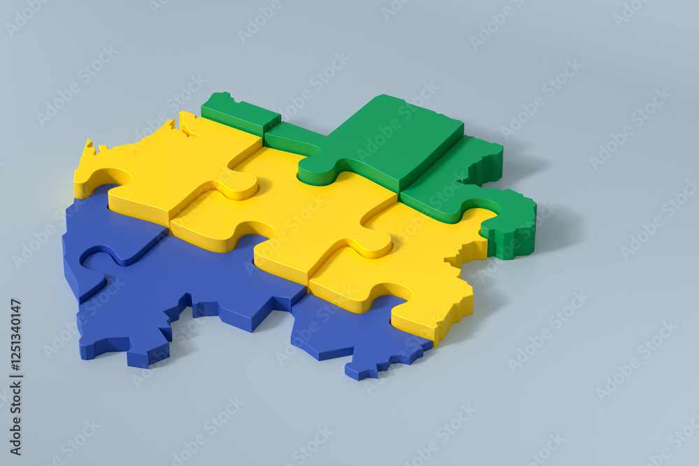 Gabon map puzzle with copy space illustrating country division Gabon map puzzle with copy space illustrating country division