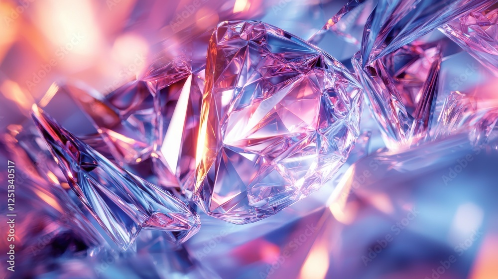 Close up of a pink diamond with abstract polygonal design and futuristic tech vibes Close up of a pink diamond with abstract polygonal design and futuristic tech vibes