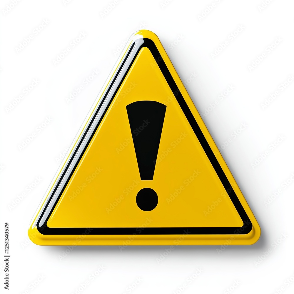 A bold warning sign featuring a black exclamation mark centered inside a vibrant yellow equilateral triangle A bold warning sign featuring a black exclamation mark centered inside a vibrant yellow equilateral triangle