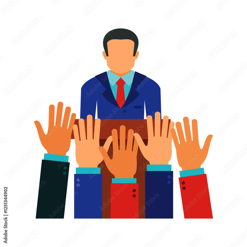 vector illustration of an official asking for votes vector illustration of an official asking for votes